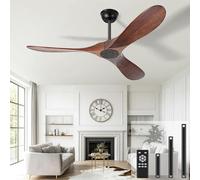 Ventilador de techo de 72 pulgadas para interiores y exteriores, diseño moderno de madera de 3 aspas, sin luz, ideal para patios, sala de estar, dormitorio, decoración elegante y con estilo para el