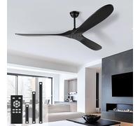 Ventilador de techo de 72 pulgadas para interiores y exteriores, diseño moderno de madera de 3 aspas, sin luz, ideal para patios, sala de estar, dormitorio, decoración elegante y con estilo para el