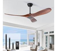 Ventilador de techo de 72 pulgadas para interiores y exteriores, diseño moderno de madera de 3 aspas, sin luz, ideal para patios, sala de estar, dormitorio, decoración elegante y con estilo para el