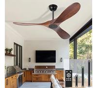 Ventilador de techo de 72 pulgadas para interiores y exteriores, diseño moderno de madera de 3 aspas, sin luz, ideal para patios, sala de estar, dormitorio, decoración elegante y con estilo para el