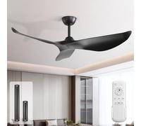 Ventilador de techo de 97 cm con mando a distancia, silencioso, sin luz, motor DC, temporizador, 3 aspas, 6 velocidades, funcionamiento para verano e invierno, ideal para dormitorios, salones y casas