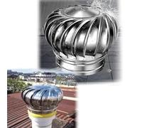 Ventilador de techo de acero inoxidable 304, 110 mm, diseño industrial, color plateado, accionado por el viento, fácil instalación
