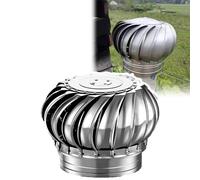 Ventilador de techo de acero inoxidable 304/309 de 250 mm, rotación automática de la tapa de ventilación por viento/flujo de aire, para casa, fábrica, ático, granja
