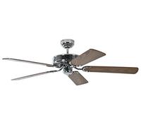 Ventilador de techo de acero Potkuri con aspas reversibles roble/roble con incrustación de ratán, 132cm por Pepeo