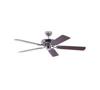 Ventilador de techo de acero Potkuri con palas reversibles de caoba/caoba con incrustaciones de ratán, 132cm por Pepeo