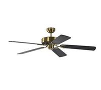 Ventilador de techo de latón Potkuri con aspas reversibles negro/rayas negras, 132cm por Pepeo