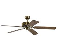 ventilador de techo de latón Potkuri con aspas reversibles roble/roble con incrustaciones de ratán, 132cm por Pepeo