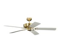 Ventilador de techo de latón Potkuri con palas reversibles blanco/blanco con incrustación de ratán, 132cm por Pepeo