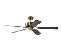 Ventilador de techo de latón Potkuri con palas reversibles de caoba/caoba con incrustaciones de ratán, 132cm por Pepeo
