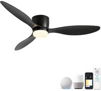 Ventilador de techo, diámetro de 106 cm, con luz y control remoto, motor DC reversible, silencioso, 6 velocidades, 3 temperaturas de color (CCT), lámpara de techo LED para dormitorio y