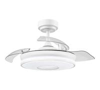 Ventilador de Techo FABRILAMP Dc Dani 59W |AHORRO ENERGIA| Blanco con Led, 3 Temperaturas y Temporizador | Aspas Desplegables, 6 Velocidades, Remoto, Regulación de Intensidad, Memoria