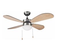 Ventilador de techo Haeger Cozy, diseño doméstico, acero inoxidable, madera, para montaje en techo, 107 cm, con interruptor, funcionamiento con corriente alterna