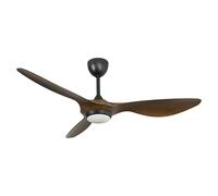 Ventilador de techo Helix Wood (Negro/Madera, 132 cm, 35 W, Blanco cálido)