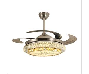 Ventilador de Techo Interior de 48 Pulgadas con Luz, Ventilador de Techo Retráctil Invisible Y Creativo, Lámpara de Araña de Cristal con Control Remoto para Dormitorio Y Sala de Estar.