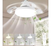 Ventilador de Techo JOYINLED con Luces y Control Remoto, Aspas Retráctiles Ocultas, Luz de Ventilador Silenciosa, 3 Velocidades y Regulable, Blanco