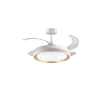 Ventilador dc kigali mini blanco/oro, 4 aspas retráctiles, 48w led 30