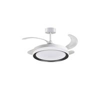 Ventilador dc kigali mini blanco/negro, 4 aspas retráctiles, 48w led