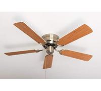 Ventilador de techo Kisa Deluxe latón antiguo sin luz - ala blanca/arce incluyendo el interruptor de tirar