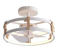 Ventilador de techo lampara led con detalles acabado madera. control con mando distancia o traves de app por bluetooth. tres tipos de luz led: fria. natural o calida. graduacion niveles intensidad de