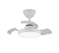 CristalRecord Lighting Ventilador de techo Hornet blanco con aspas retráctiles y LED 3CCT