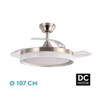 Ventilador de techo led fabrilamp zenit dc níquel para ventilación e