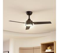 Ventilador de techo LED Lindby Aerallo, negro, CCT, silencioso