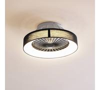 Ventilador de techo LED Lindby Mace, negro, silencioso, Ø 47 cm