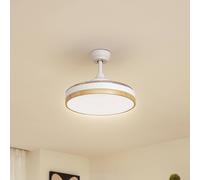 Ventilador de techo LED Lindby Oras, blanco, CC, silencioso, Ø 107 cm