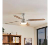Ventilador de techo LED Lindby Tedric, blanco, silencioso, Ø 133 cm