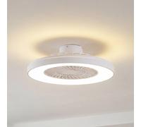Ventilador de techo LED Lindby Teleo, Ø 58 cm, blanco, CC, Tuya