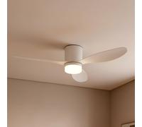 Ventilador de techo LED Lucande Kayu, blanco, CC, silencioso, Ø 132 cm