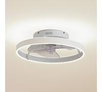 Ventilador de techo LED Momitu de Lindby, blanco, aluminio, Ø 50 cm