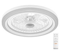 Ventilador de techo LED OSRAM, blanco, 49 cm de diámetro, luz blanco cálido, 3000 K / 4000 K / 6500 K, con control remoto, funcionamiento silencioso