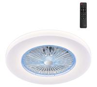 Ventilador de techo LED sin aspas visibles, color blanco, 45 W, con control remoto