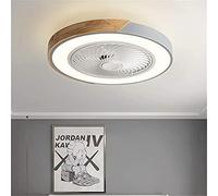 Ventilador De Techo Led, Ultrafino, Invisible Y Silencioso con 3 Velocidades De Viento Y Luces De Techo Regulables para Dormitorio Y Sala De Estar, con Control Remoto De Iluminación, Gray, Round