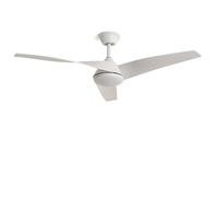 Ventilador de Techo LEDKIA LIGHTING Eubea Blanco y Madera con Luz LED CCT 1440 lm, Motor DC 30W Silencioso y Eficiente, 3 Aspas Curvas, 6 Velocidades, 132 cm, Mando a Distancia, Salón y Estancias Gran