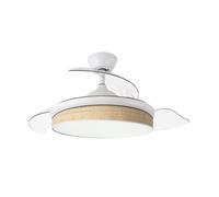 Fabrilamp Ventilador de techo Abrila Moda Aspas retráctiles 72 W Blanco/Cañizo claro