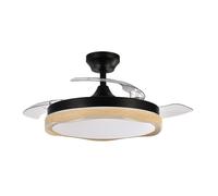 Fabrilamp Ventilador techo Blondi DC aspas retráctiles Negro/Madera 6 velocidades mando a distancia
