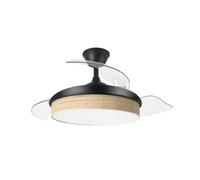 Ventilador Techo 108cm 72W Fabrilamp MODA Aspas retráctiles Luz DC Mando Negro Cañizo Claro