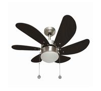 Pack ventilador de led y mando a distancia color niquel.