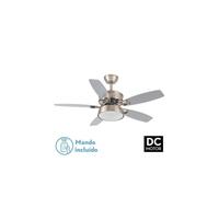 Fabrilamp Ventilador de techo Abrila Braw 30 W DC 5 aspas 6 vel, mando, temporizador Plata/Haya