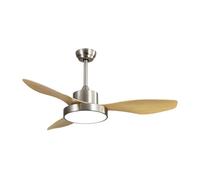 Fabrilamp Ventilador de techo Hayate DC 24 W con LED 6 velocidades y mando a distancia Níquel/Haya