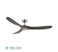 - ventilador de techo motor dc modelo marin níquel, 3 aspas roble, 5