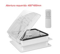 Ventilador de techo para autocaravanas 12V DC inteligente con sensor de lluvia, malla antimosquitos magnética, motor brushless silencioso, ángulo ajustable 45°, 2000 m³/h, 3-32W bajo consumo E-transpa