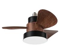 Ventilador de techo Perenz, acabado en nogal, diámetro 36 cm - LED de 15W, casquillo E27, 3 velocidades, funcionamiento silencioso, con mando a distancia, aspas de ABS