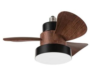 Ventilador de techo Perenz, acabado en nogal, diámetro 36 cm - LED de 15W, casquillo E27, 3 velocidades, funcionamiento silencioso, con mando a distancia, aspas de ABS