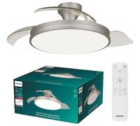 Ventilador de techo Philips Atlas, 106 cm, color níquel, con LED integrado, mando a distancia y palas retráctiles