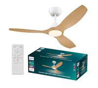 Ventilador de techo Philips Olas, 3 aspas 52´, luz LED de 24W, motor DC, rango de temperatura de color (3000K-4300K-6500K), modo verano/invierno, control remoto incluido,con seguridad IEC 60598