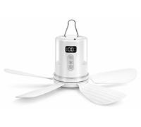 Ventilador de techo portátil con luz, 5 aspas, ventilador de tienda USB silencioso y alimentado por batería