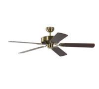 Ventilador de techo Potkuri, estilo antiguo, con detalles en latón/caoba, de 132 cm de diámetro, con cadena de extracción